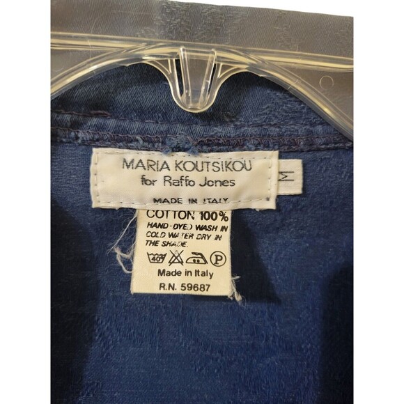 VINTAGE Retro 80s Maria Koutsikou Oversized Jacket Blue Floral Jacquard Sz M H3 - Picture 2 of 10